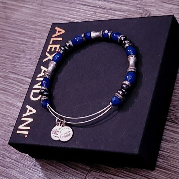 Alex and Ani Silver and Blue Beaded Bracelet - Picture 3 of 9